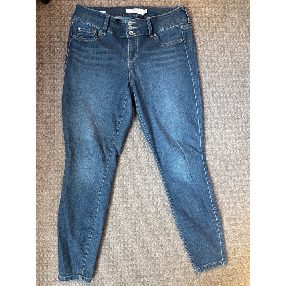 Torrid Denim Jeggings Jeans Plus Size 14T Dark Wash 3‎ Button High Waist